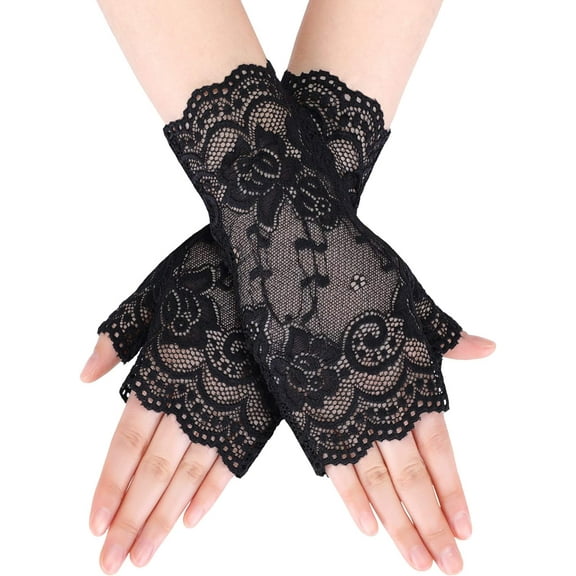 YooGuoGuo Women Short Fingerless Lace Gloves Tea Party Floral Sunblock Bridal Gloves