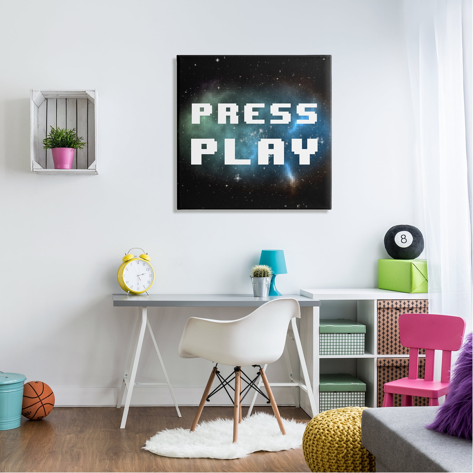 Stupell Industries Press Play Nebula Abstract Painting Gallery Wrapped Canvas Art Print Wall Art, 30 x 30