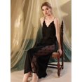 thumbnail image 5 of Women'S Casual Sleeveless V-Neck Suspender Maxi Dress Nightdress Satin Home Clothes Black S, 5 of 9