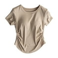 thumbnail image 2 of Crop Tops for Women Cute Trendy Basic Tight Rounk Neck Blouse Short Sleeve Crop Tops Flash Picks, 2 of 4