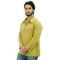 thumbnail image 3 of Atasi Men's Beige Kurta Roll-Over Shirt Collar Neck Ethnic Indian Clothing-XL, 3 of 7