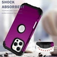 thumbnail image 2 of Dteck for iPhone 16 Pro, 3 in 1 Full Body Rugged Shockproof Slim Hybrid Heavy Duty Hard PC Cover Soft Silicone Rugged Bumper Protective Case, Purple, 2 of 5