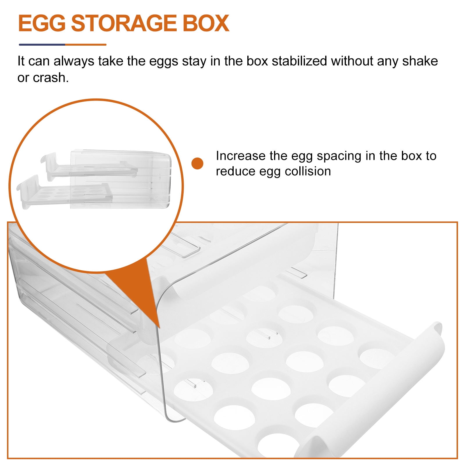 LABSERRON Egg Holder For Fridge White Plastic Simple Design For Household Users 1Pcs