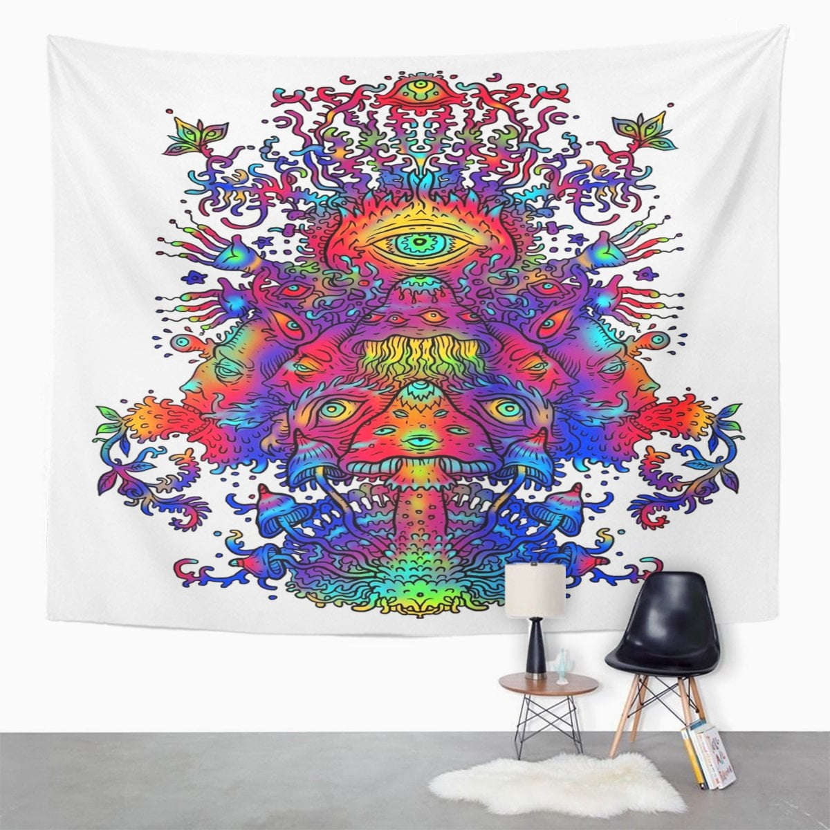 JSDART Blue Psychadelic Mushroom Dance Abstract Acid Agaric Wall Art Hanging Tapestry Home Decor for Living Room Bedroom Dorm 51x60 inch Walmart