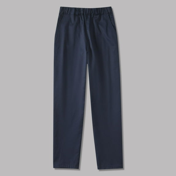 HOMADLES Teen Boys School Uniform Pants Elastic Waist Straight Leg Baggy Pants Bottom Open Flat Front Pants Blue 6 T