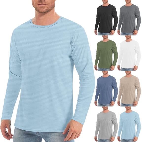 Gealkoca Men's UPF 50 Long Sleeve Tee Shirts UV Sun Protection Quick Dry Tee Shirt Swim Athletic Running Workout Summer Crew Neck Casual T-Shirts