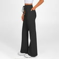 thumbnail image 5 of Frostluinai Womens Flared Yoga Pants Drawstring Elastic Waisted Bootcut Pants Solid Color Gym Sport Bell Bottom Pants Casual Pants for Women, 5 of 8