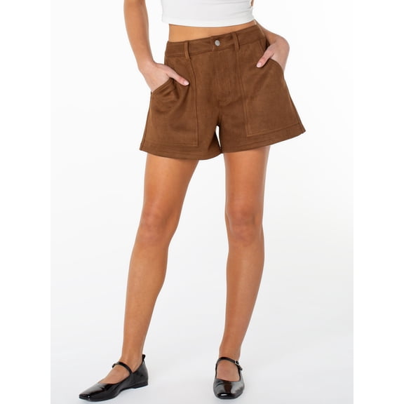 Celebrity Pink Women's Porkchop Pocket Suede Short, Sizes XS-XXXL