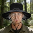 thumbnail image 4 of Gorro de pescador solar con USB recargable para hombres, protección solar de ala ancha, gorra de malla transpirable para exteriores de verano, 4 of 8