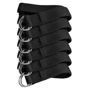 Sunshine Yoga 6-Pack of 6-Foot Yoga Straps - Wholesale Pricing - Adjustable D-Ring Buckle - for Stretching, Flexibility and Exercise - Durable, Thick Cotton - Black