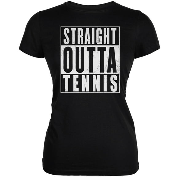Straight Outta Tennis Black Juniors Soft T-Shirt - Large