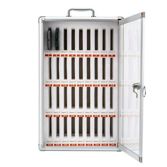 36 Slots Aluminum Alloy Cell Phone Storage Cabinet Lockable Wall Mount Cell Phones Storage Box Pocket Chart Cell Phones Box Cell Phone Safe Storage for School