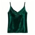 thumbnail image 4 of Women's Fashion Velvet Draped Cowl Neck Spaghetti Strap Sleeveless Camisole Casual Top Green, 4 of 5