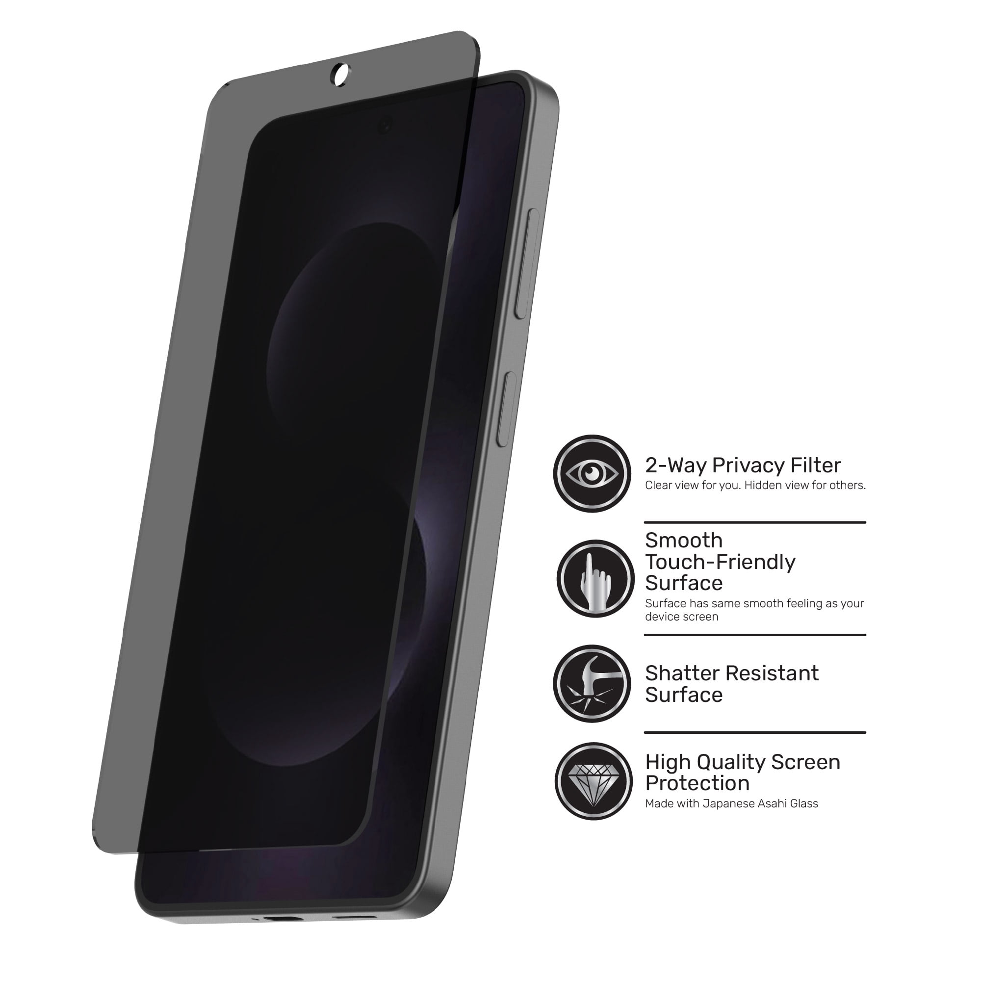 DuraGlass Privacy Glass Screen Protector with 2-Way Privacy Filter for Samsung Galaxy S26