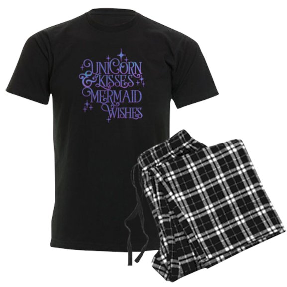 CafePress - UNICORN KISSES And MERMAID WISHES Pajamas - Men's Dark Loose Fit Cotton Pajama Set