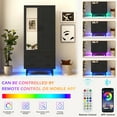 thumbnail image 5 of ChVans 71" Tall Armoire Wardrobe with Mirror & LED Lights , 2 Door Wood Wardrobe Armoire with 2 Drawers & Multi-Layer Shelves and Hanging Rod, Large Capacity Louver Storage Cabinet, Black, 5 of 8