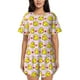 thumbnail image 1 of Balery Ducks And Pink Heart Conjunto de Pijama para Mujer con Estampado, Dos Piezas de Manga Corta y Shorts, Ropa de Dormir Suave con Cuello Redondo y Bolsillos-Small, 1 of 6