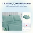 thumbnail image 4 of California Design Den Standard Pillow Cases Set Of 2 - 400 Thread Count, 100% Cotton Sateen, Breathable, Soft, Designed for Queen and Standard Pillows - Teal, 4 of 8