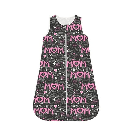 

Fotbe Lovely Mom Ever Pattern Sleep Sack - Baby Wearable Blanket with Zipper Extra Soft Cotton Sleeveless Sleeping Bag for Infants-Large