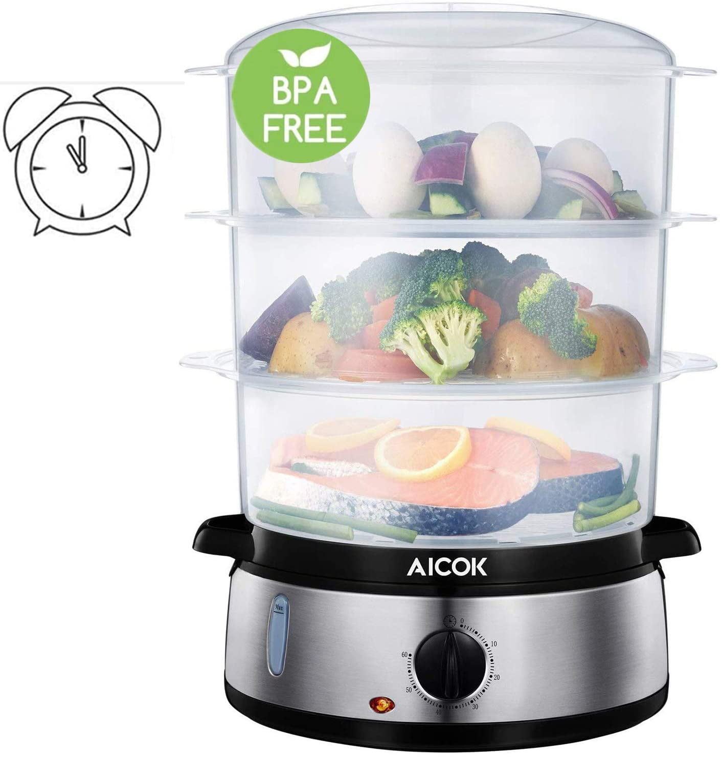 Buy Aicok Food Steamer, 9.5 Quart Vegetable Steamer Cooking with 3 Tier