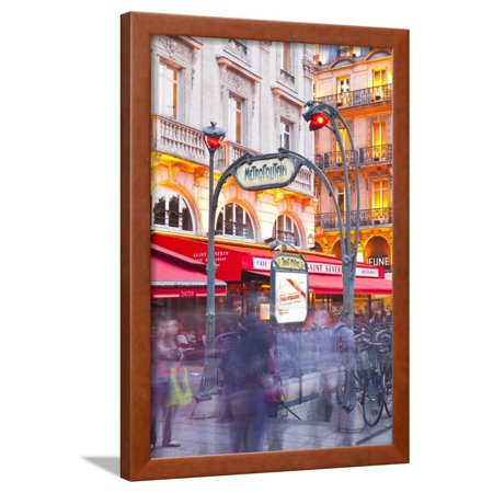 Crowds of People Rushing Through the Entrance to a Metro Station in Paris, France, Europe Framed Print Wall Art By Julian