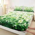 thumbnail image 4 of Erosebridal Green Square Bed Sheets for Boys, Pixelate Miner King Sheets, 4-Piece, 4 of 5
