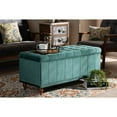 thumbnail image 5 of Contemporary Teal Blue Velvet Fabric Upholstered Button-Tufted Storage Ottoman Bench, Teal Blue, Brown, 5 of 5