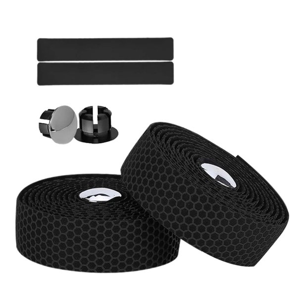 Cintas para manillar de bicicleta, con tapones de extremo, cinta para barra de bicicleta fácil de limpiar, envolturas para barra de manillar de bicicl Negro