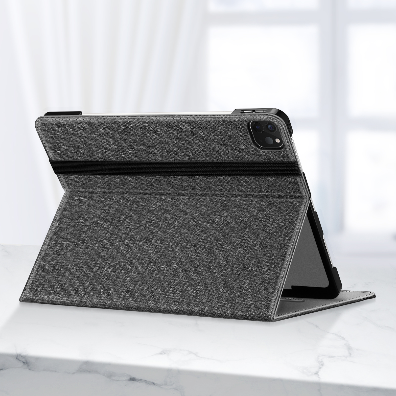 Fintie Folio Case w/ Pocket for iPad Pro 12.9 (2021/2020/2018) - Multi-Angle Smart Stand Cover w/Pencil Holder, Auto Sleep/Wake for iPad Pro 12.9" 5/4th/3rd Generation