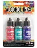 Ranger Tim Holtz Alcohol Ink Bundle - 11 Pc. Tropics Set - Beach Deco, Key West, Rodeo, Pitch Black and Snow Cap with Bonus PTP Blending Sticks