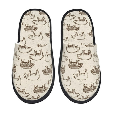 Balery Vintage Farm Pigs Slient Indoor Furry Fleece Comfort House Shoes Soft Non-Slip Home Shoes Cotton slippers House Slippers-- Medium