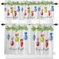 thumbnail image 2 of Christmas Kitchen Window Curtain Set with Tiers and Valance, 3 Pieces Rod Pocket Valances Colorful Xmas Balls Green Pine Needle Window Treatment Semi Sheer Kitchen Bedroom Decor (52"W x 18"L), 2 of 6