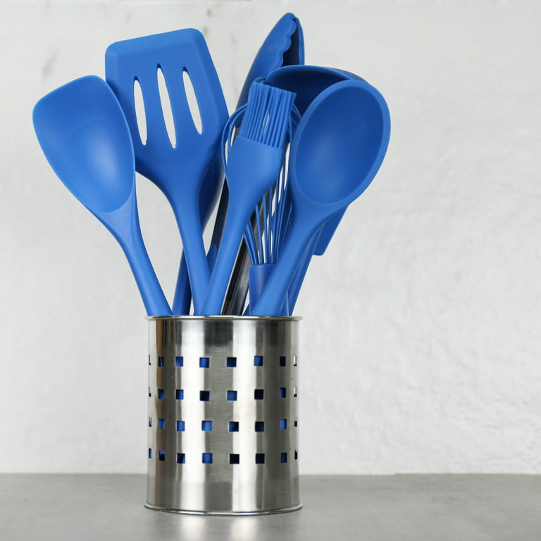Silicone Utensil Case with Stainless Steel Utensils Twilight Blue