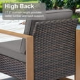 thumbnail image 6 of Opohoro Outdoor Wicker Lounge Chairs, 4-Piece Patio Club Chair Set with Cushions and Wood-Grain Armrests, Brown/Gray, 6 of 7