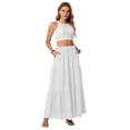 thumbnail image 3 of OGLCCG Women's Flowy Maxi Skirt Summer High Waisted Casual A-line Layered Tiered Long Skirts with Pockets Elegant Boho Beach Skirts,XXL, 3 of 6
