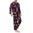 thumbnail image 2 of Naloa Breast Cancer Men’s Pajamas Set - Long Sleeve Button Down Sleep Shirt and Pajama Bottoms Sleepwear Set-Small, 2 of 7