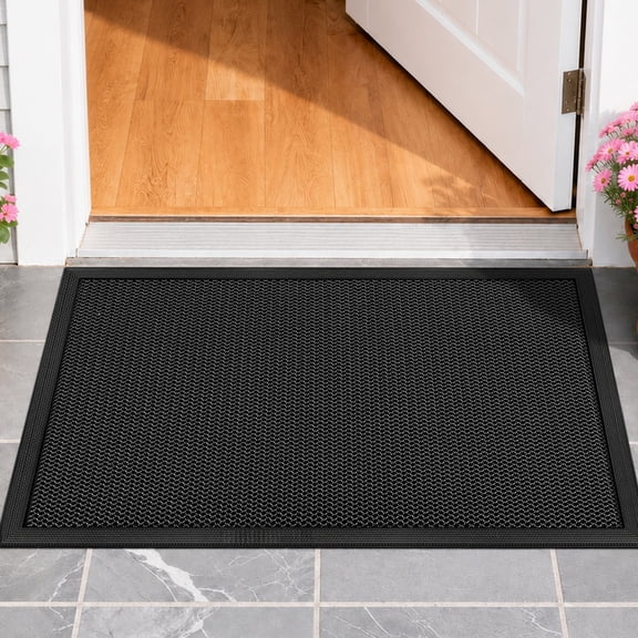 Tecfino Outdoor Doormat 24" x 36", Front Door Mat Outside Entrance, Dirt and Mud Trapping Welcome Mat Outdoor, Heavy Duty Quick Dry Entry Rug with Non Slip Rubber Backing