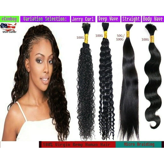 Ustar Bulk Hair for Micro Braiding Hair Weave 100 % Unprocessed Virgin Remy Brazilian Human Hair Bundles 100g Natural Color Weave Hair Body Wave Hair 20"