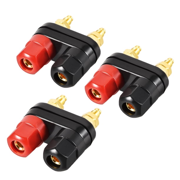 Conector de altavoz de amplificador de potencia de terminal de doble unión de 3 piezas, enchufe banana de rosca M5, socket rojo y negro