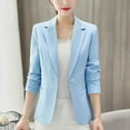 thumbnail image 2 of Women Business Casual Blazers Solid Long Sleeve Cardigan Work Suit Coat Comfortable Turndown Collar Jacket with Pockets Sky Blue S, 2 of 5