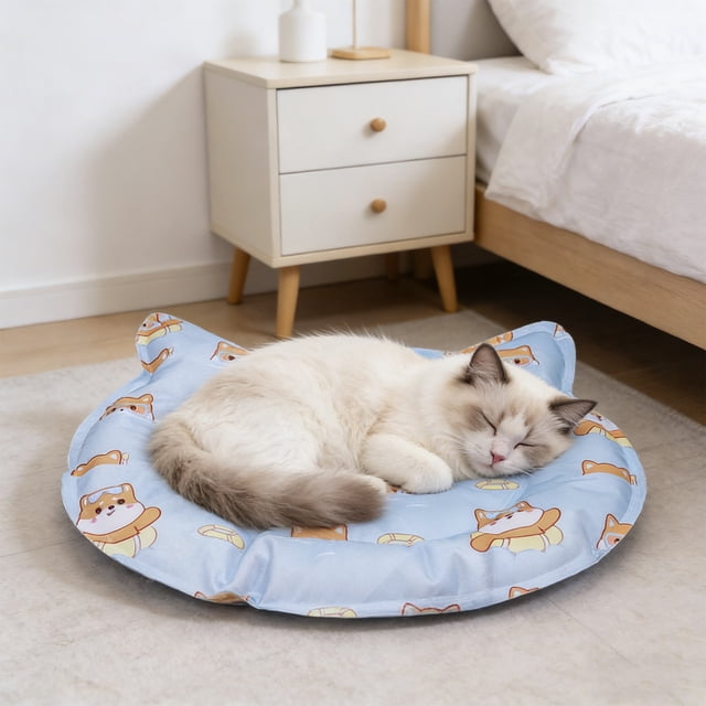 Alfombrilla refrescante de verano para gatos y perros, cama suave y transpirable, cojín plegable ligero para dormir, 43x30 cm o 58x40 cm, azul