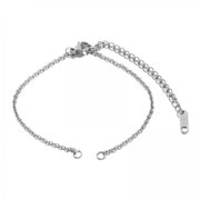 Segolike 5xNecklace Extension Tail Chain with Lobster Clasps Bracelet Steel Color 1.5mm
