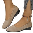 thumbnail image 2 of HTHLVMD Round Toe Slip‑On Casual Shoes, Elegant Lightweight Anti-Slip Low Heel Wedge Loafers for Women, Comfortable Business Office Work Shoes, Round Toe Slip-On Wedge Pumps, Khaki 8, 2 of 5
