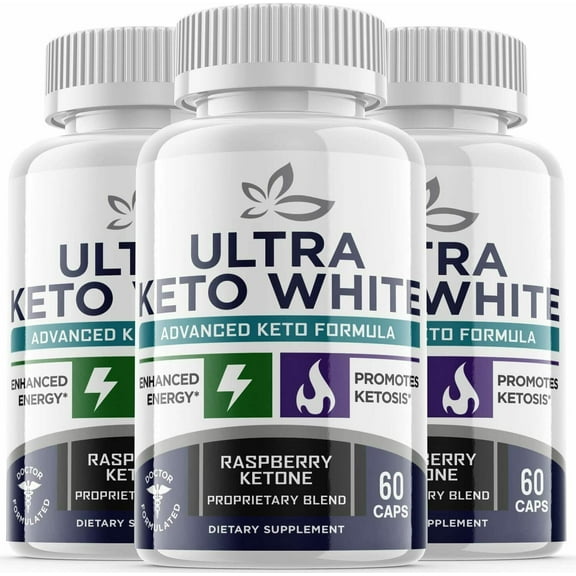 (3 Pack) Ultra Keto White - Supplement for Weight Loss - Energy & Focus Boosting Dietary Supplements for Weight Management & Metabolism - Advanced Fat Burn Raspberry Ketones Pills - 180 Capsules
