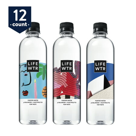 LIFEWTR, Premium Purified Water, pH Balanced with Electrolytes For Taste, 500 ml bottles (Pack of 12) (Packaging May