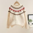 thumbnail image 2 of TIEVOSA Winter Thick Sweater Bulky Yarn Flower Loose Children's Sweater（Beige）, 2 of 7
