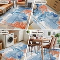 thumbnail image 6 of Sea Corals Seahorse Washable Area Rugs 4'x6', Summer Beach Sea Stars Blue Wood Grain Low Pile Throw Living Room Rug Non-Slip Sturdy Edge Binding Carpet for Indoor Entryway Bedside Kitchen, 6 of 9