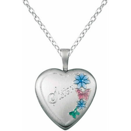 Sterling Silver Heart-Shaped With Colored Flowers Sister Locket