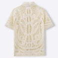 thumbnail image 4 of Tqyyweavej Men's Knit Shirts Crochet Striped Summer Short Sleeve Sweater Botton Down Lapel Collar Color Block Tops Size M to 3XL, 4 of 8