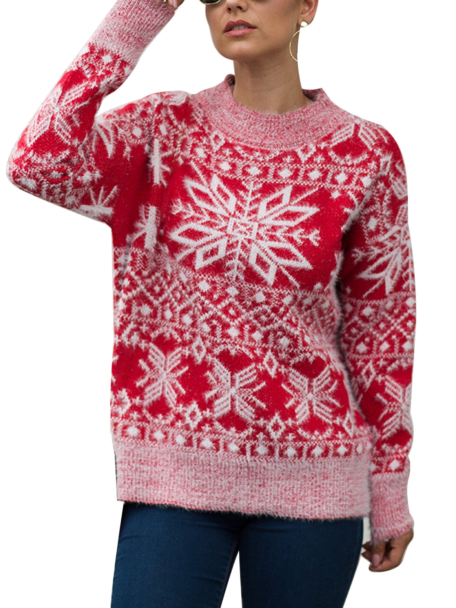 Hoodies for Women Christmas Snowflakes Print Sweatshirts Turtleneck Tops Winter Fall Pullover Long Sleeve Jackets 